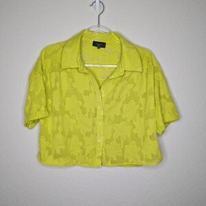 Vici Sheer Floral Boxy Cropped Blouse